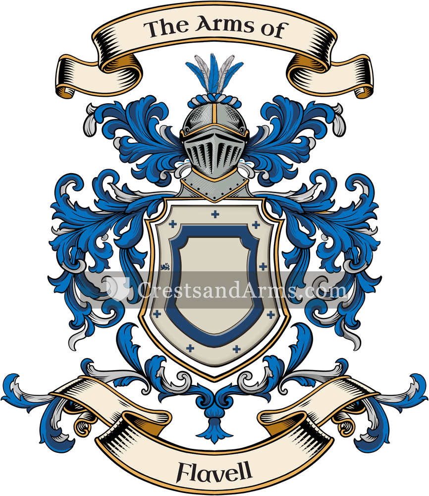 The Flavell coat of arms, drawn from the recorded blazon