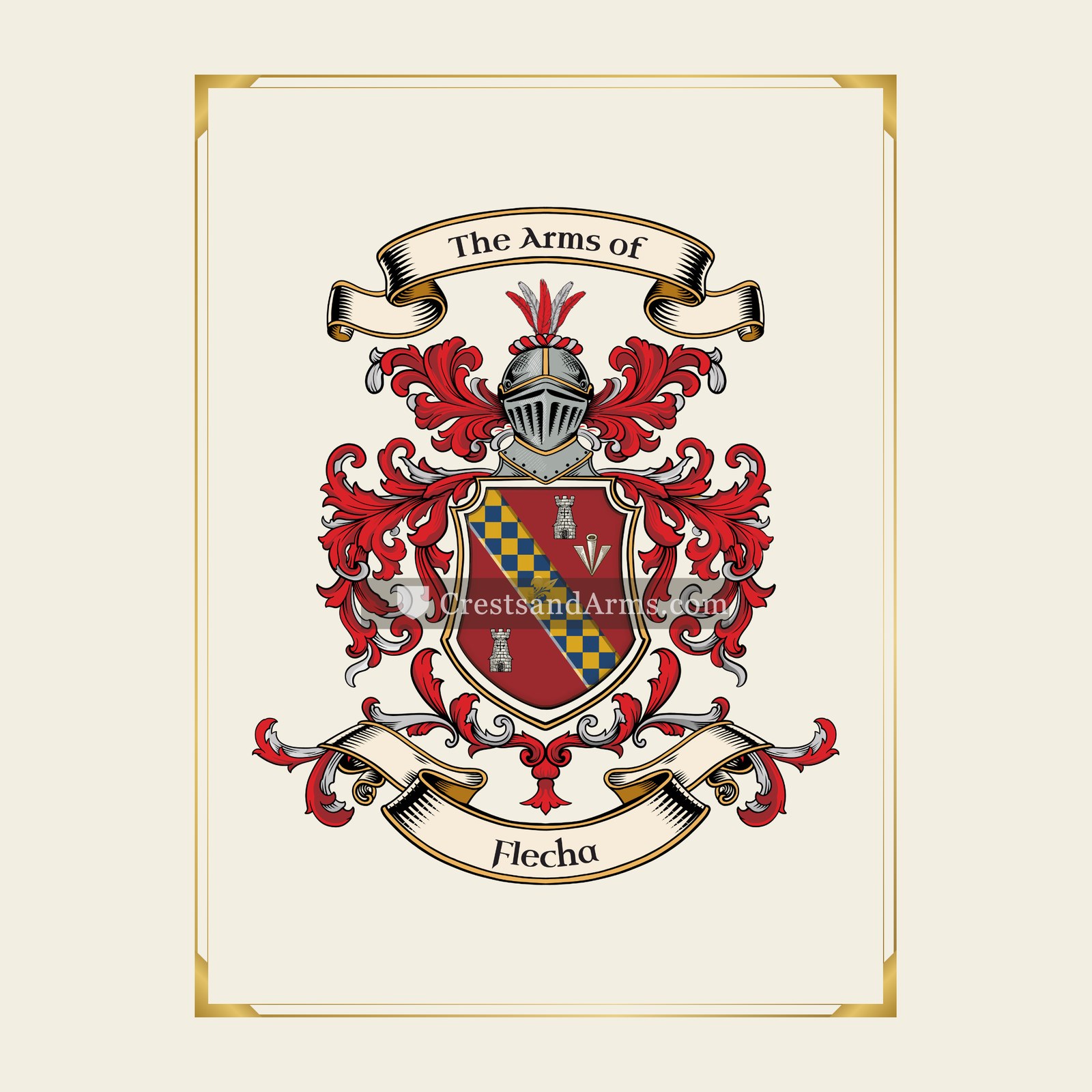 With gold border