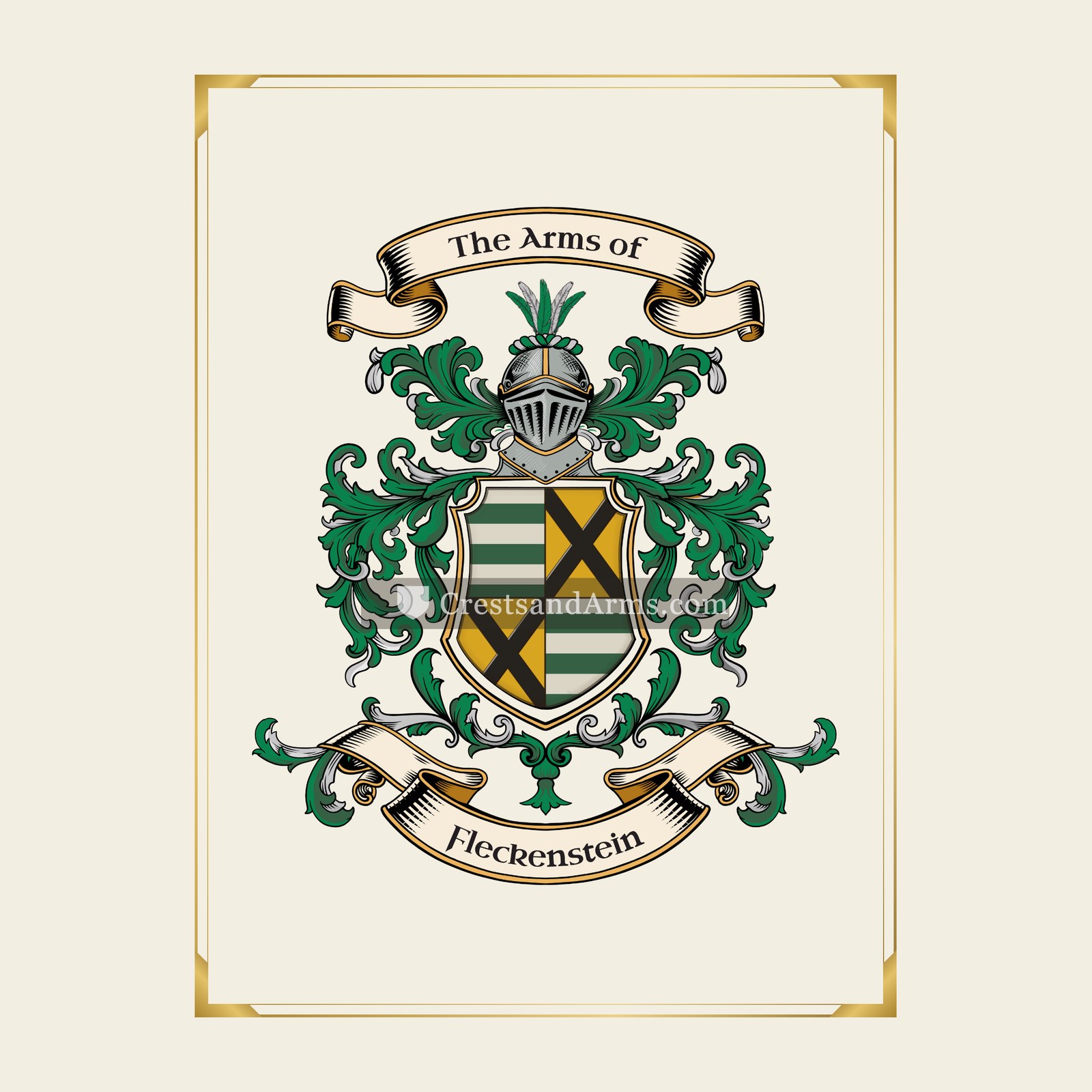 With gold border