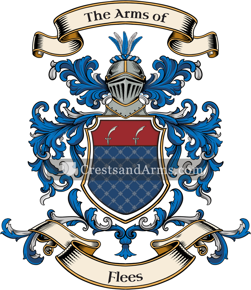The Flees coat of arms, drawn from the recorded blazon