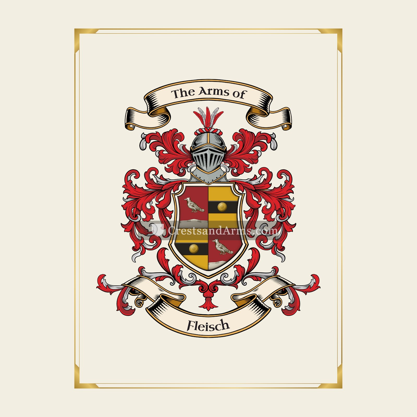 With gold border
