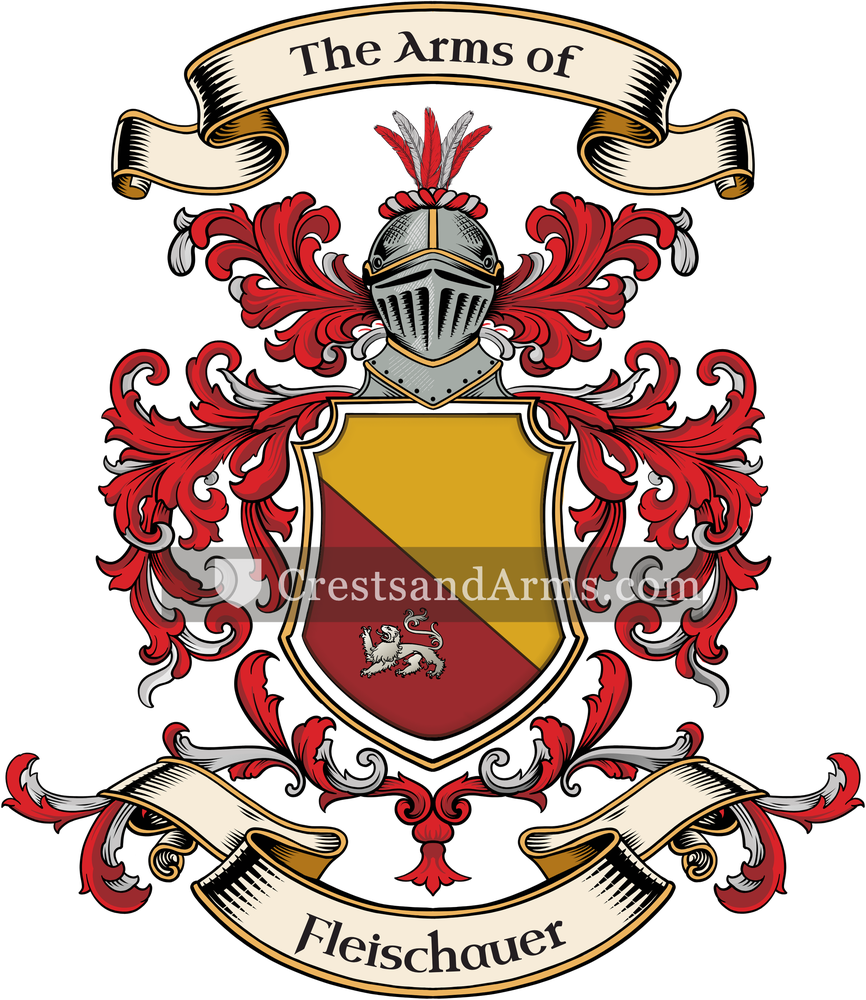 The Fleischauer coat of arms, drawn from the recorded blazon