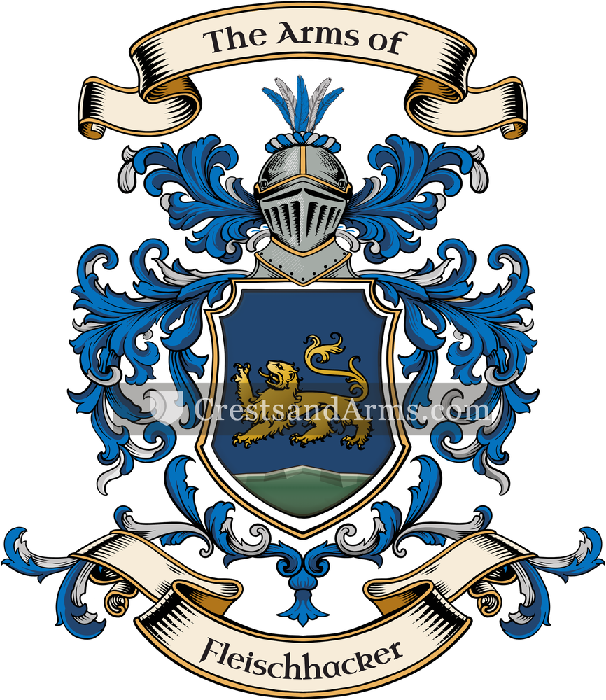 The Fleischhacker coat of arms, drawn from the recorded blazon