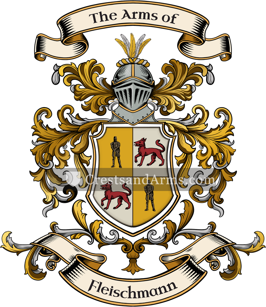 The Fleischmann coat of arms, drawn from the recorded blazon