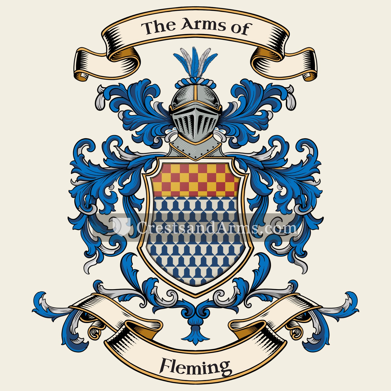 The Fleming coat of arms, drawn from the recorded blazon