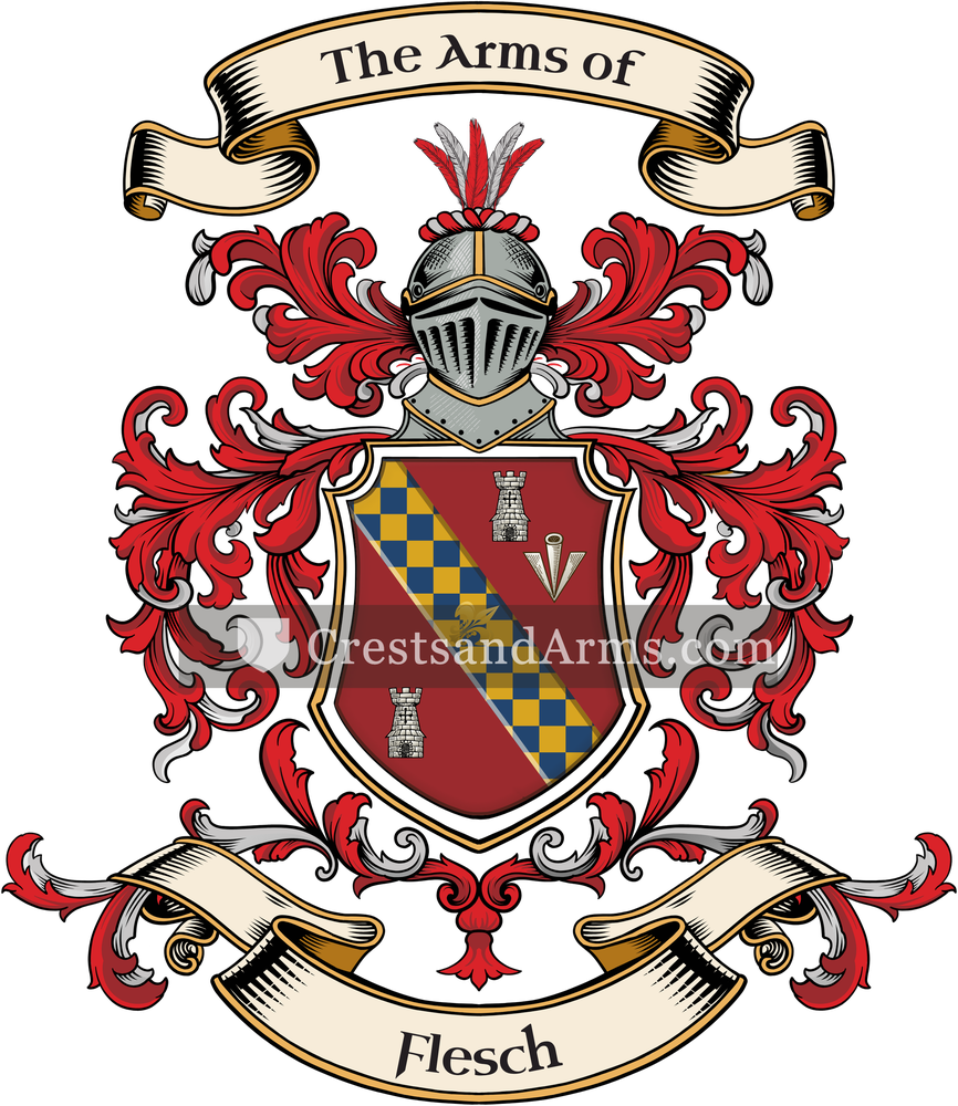 The Flesch coat of arms, drawn from the recorded blazon