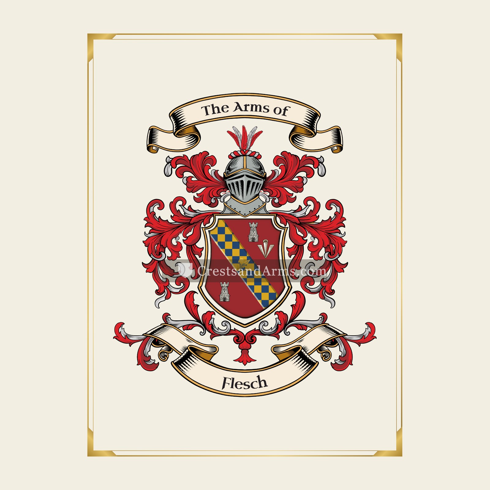 With gold border