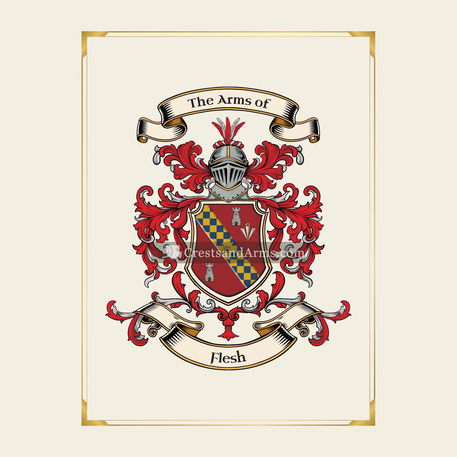 With gold border