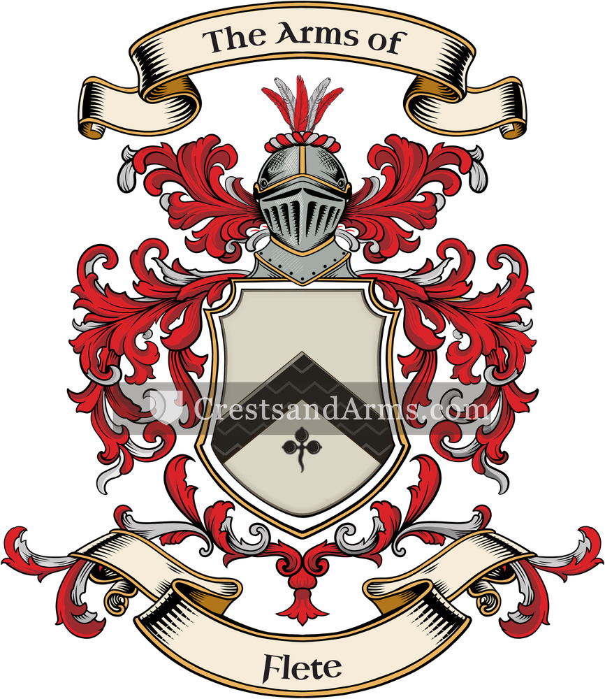 The Flete coat of arms, drawn from the recorded blazon