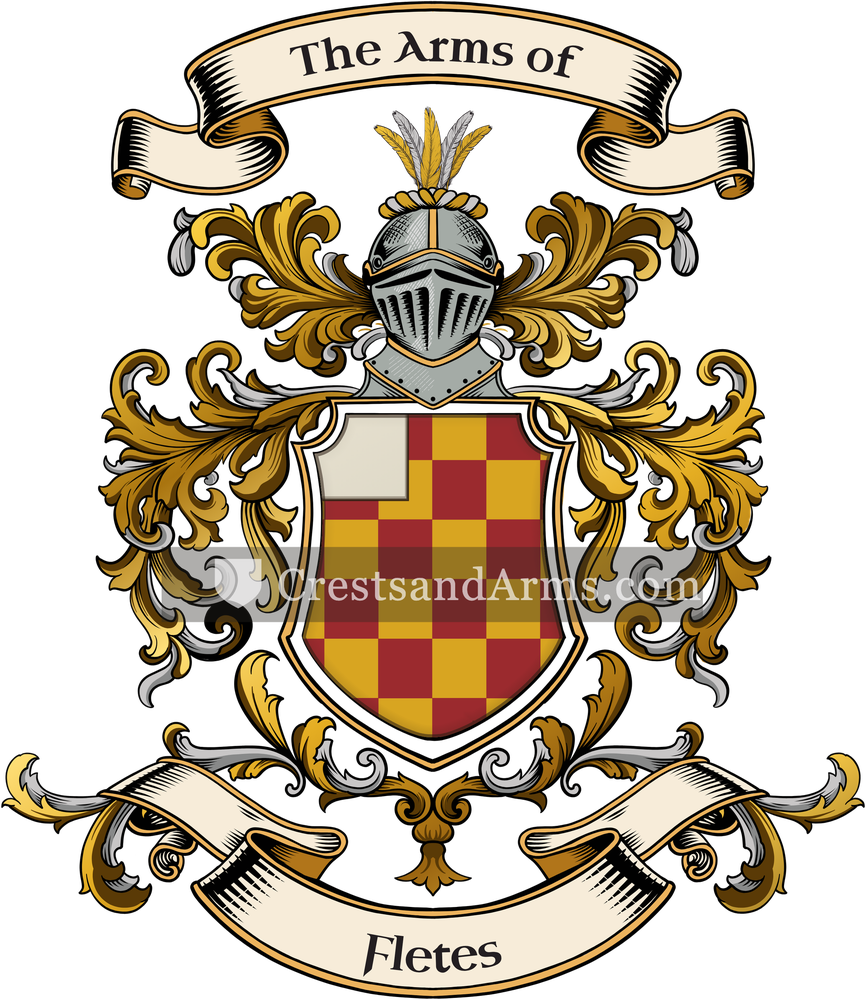 The Fletes coat of arms, drawn from the recorded blazon