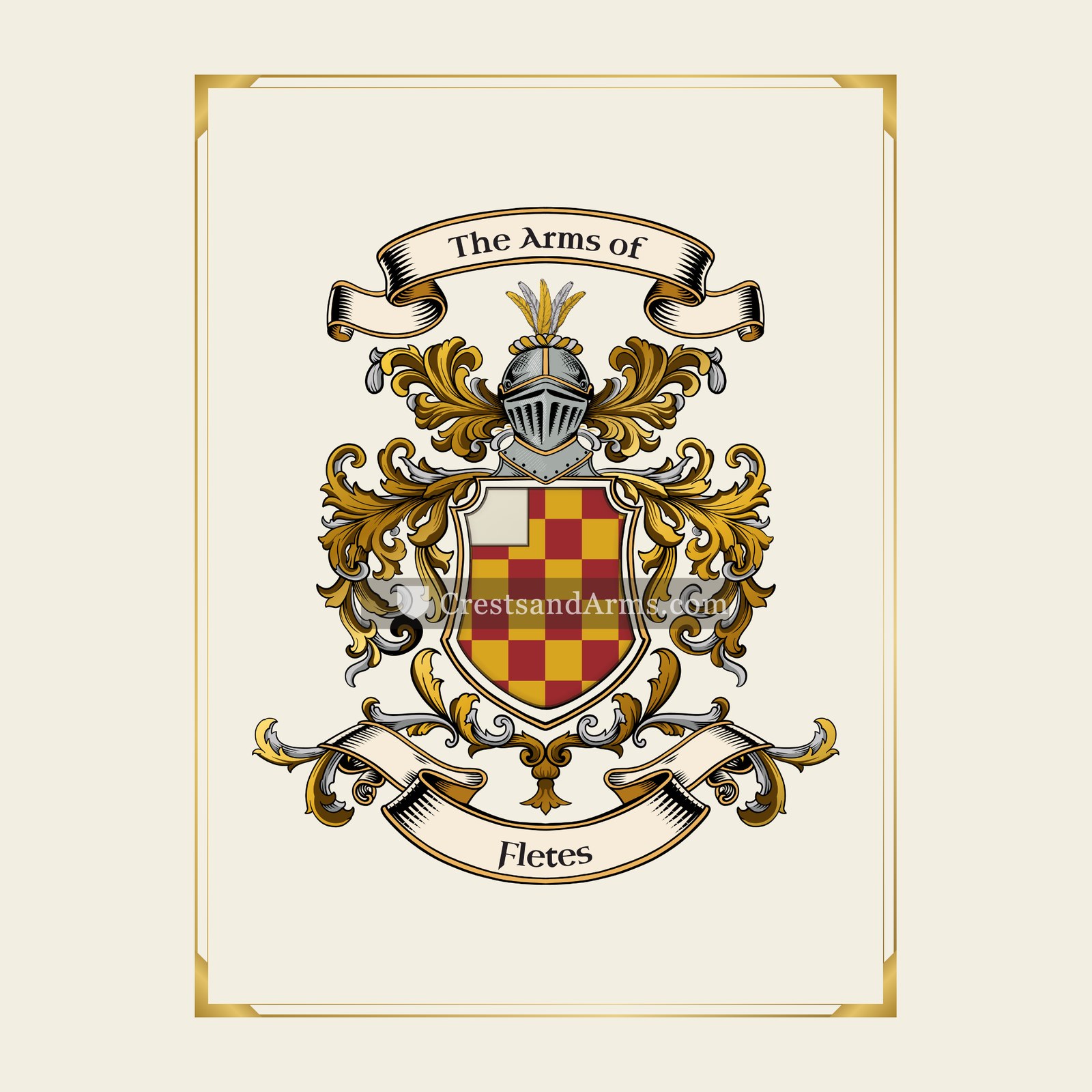 With gold border