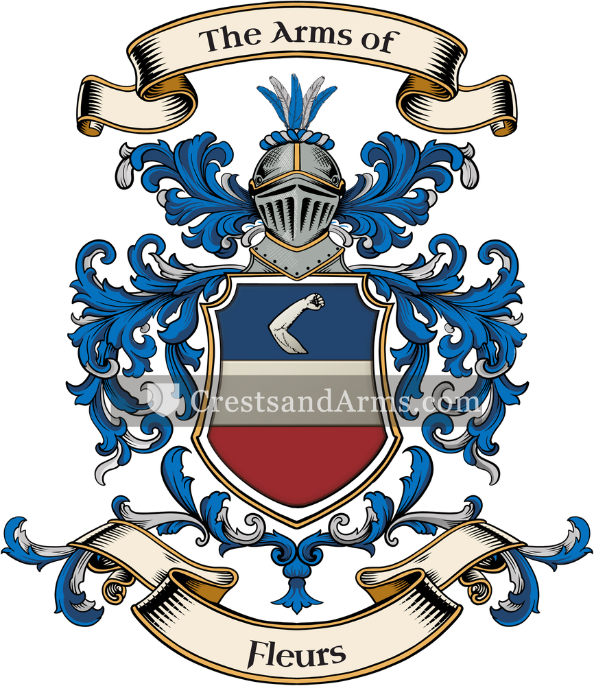 The Fleurs coat of arms, drawn from the recorded blazon