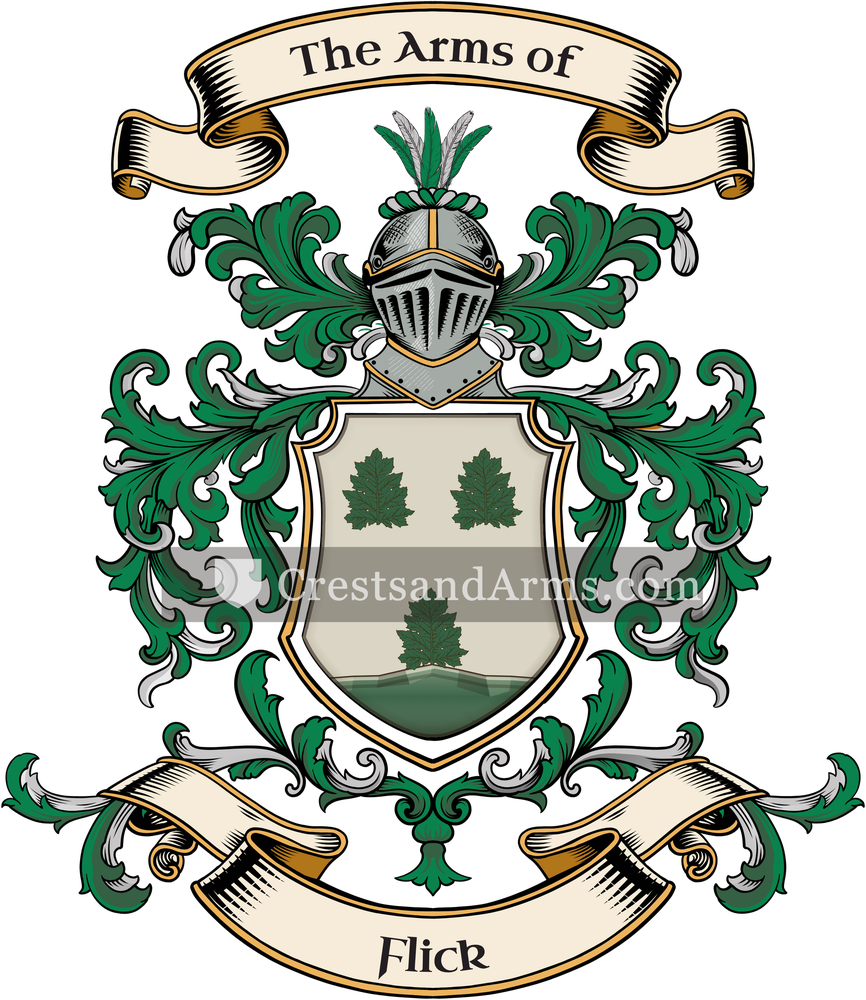The Flick coat of arms, drawn from the recorded blazon
