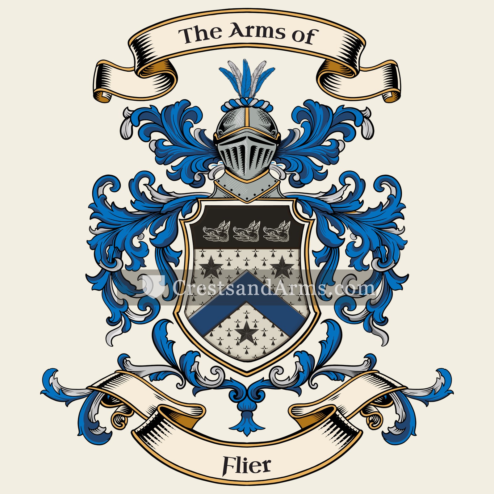 The Flier coat of arms, drawn from the recorded blazon