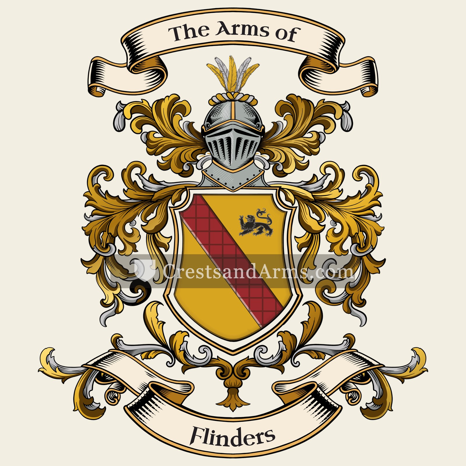 The Flinders coat of arms, drawn from the recorded blazon