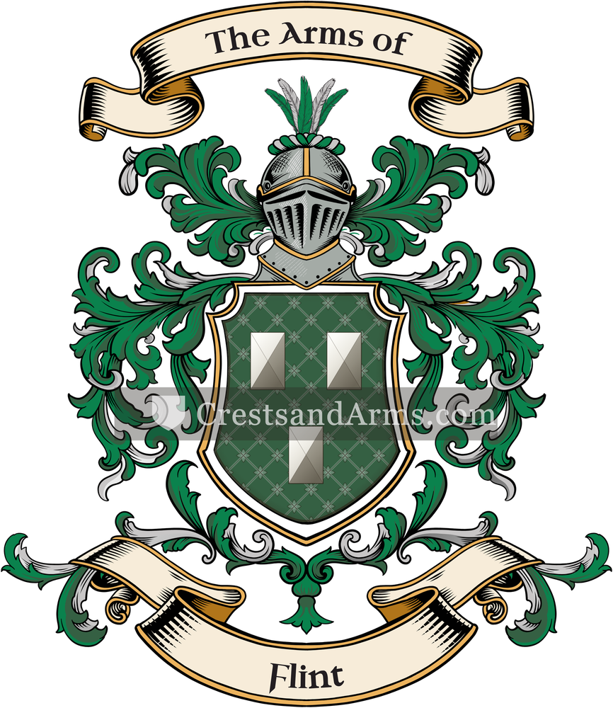 The Flint coat of arms, drawn from the recorded blazon