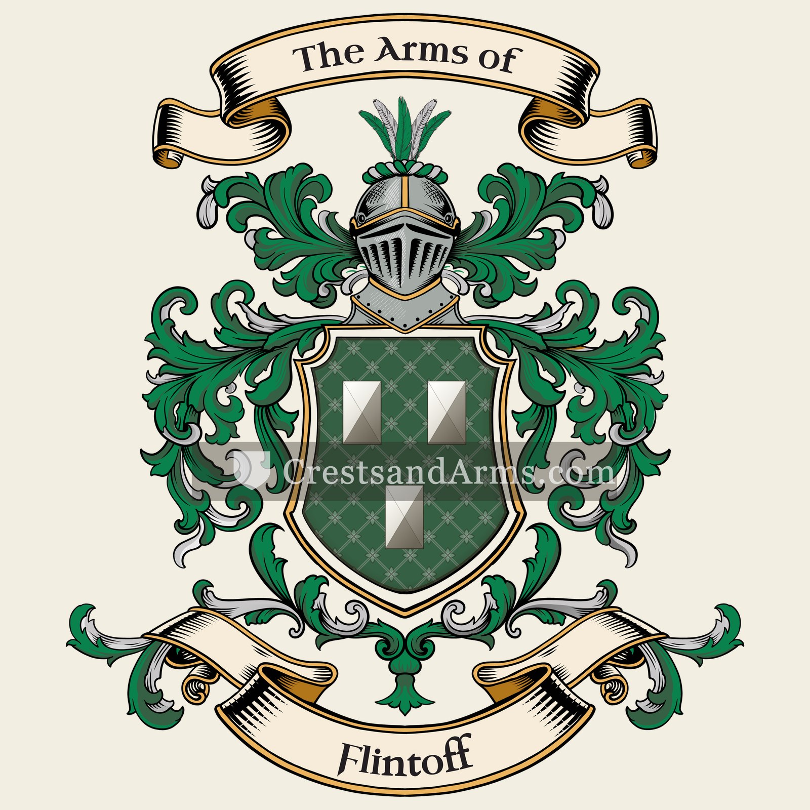 The Flintoff coat of arms, drawn from the recorded blazon