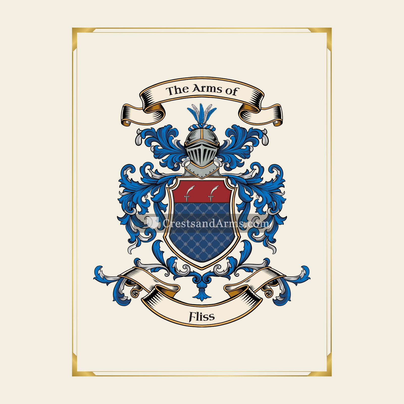With gold border