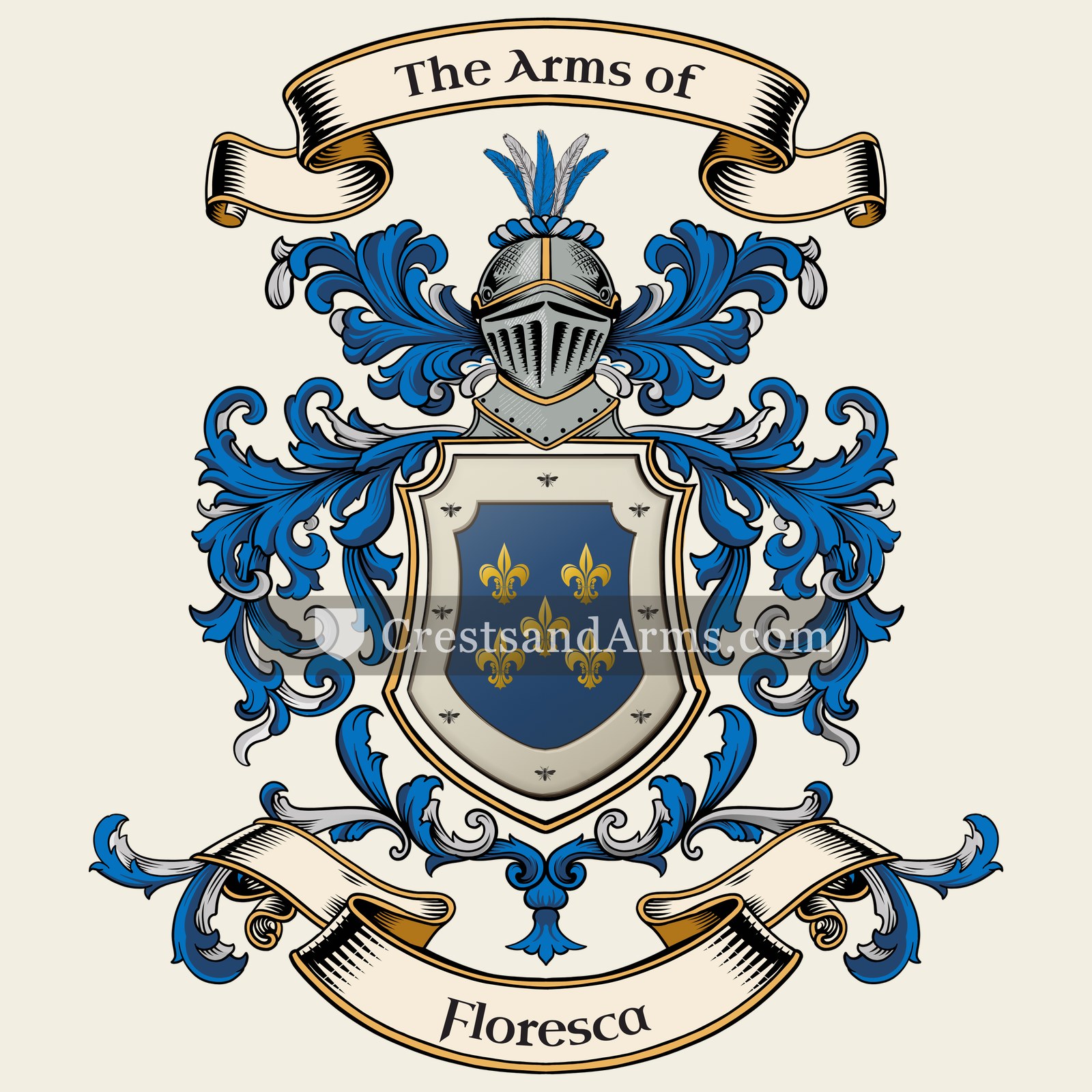 The Floresca coat of arms, drawn from the recorded blazon