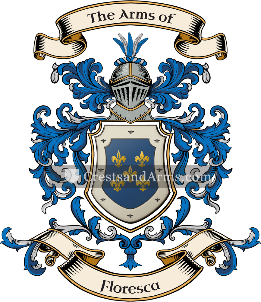 The Floresca coat of arms, drawn from the recorded blazon