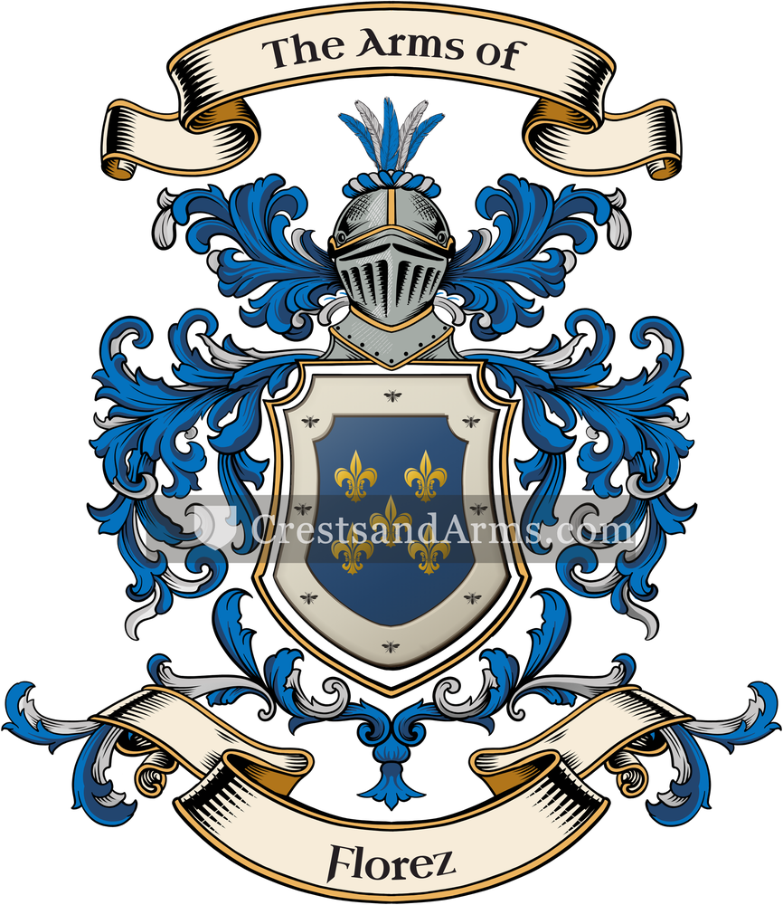 The Florez coat of arms, drawn from the recorded blazon