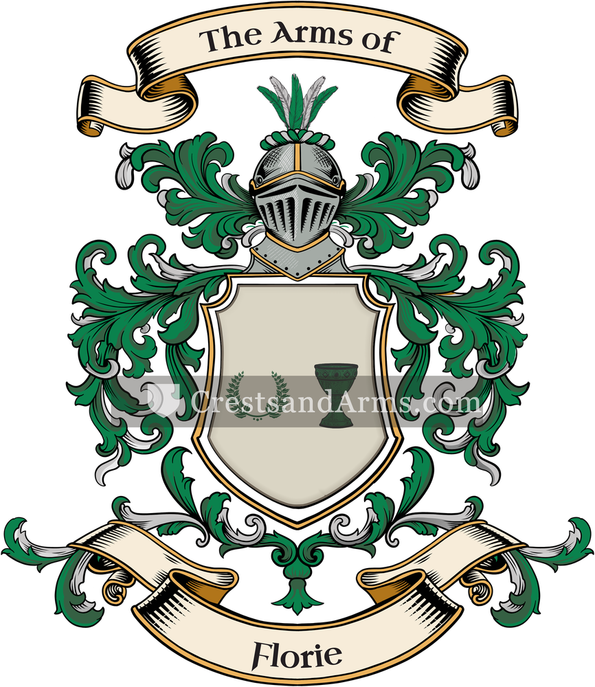 The Florie coat of arms, drawn from the recorded blazon