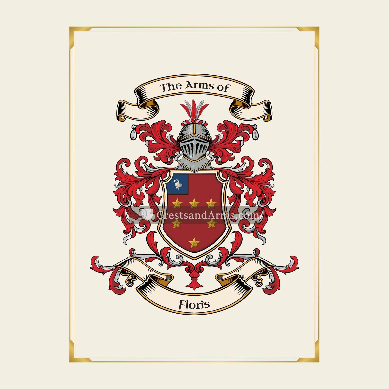 With gold border