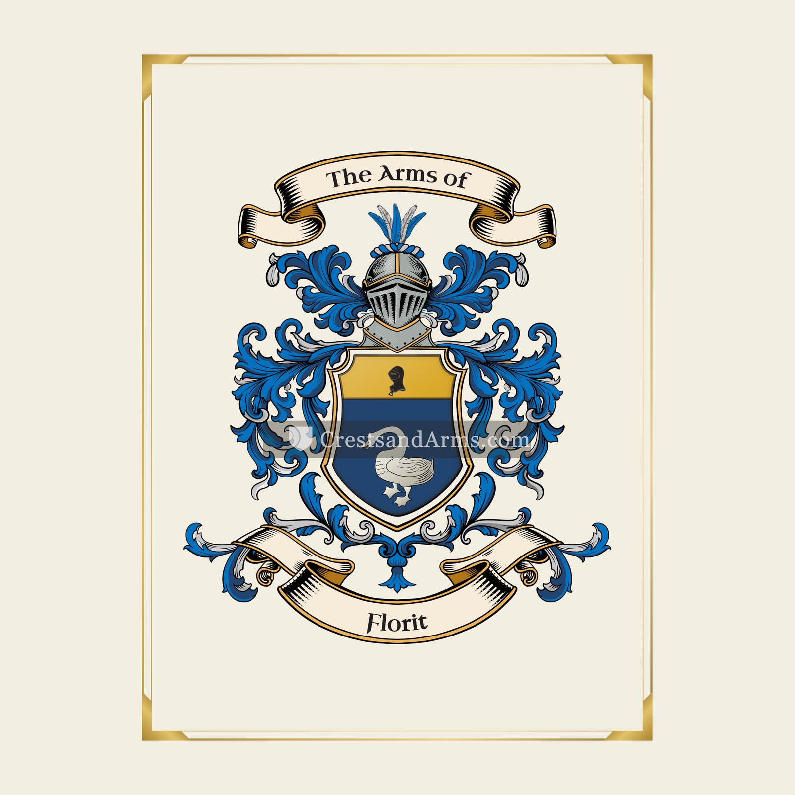 With gold border