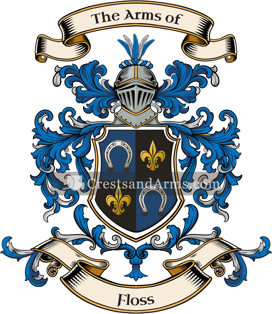 The Floss coat of arms, drawn from the recorded blazon