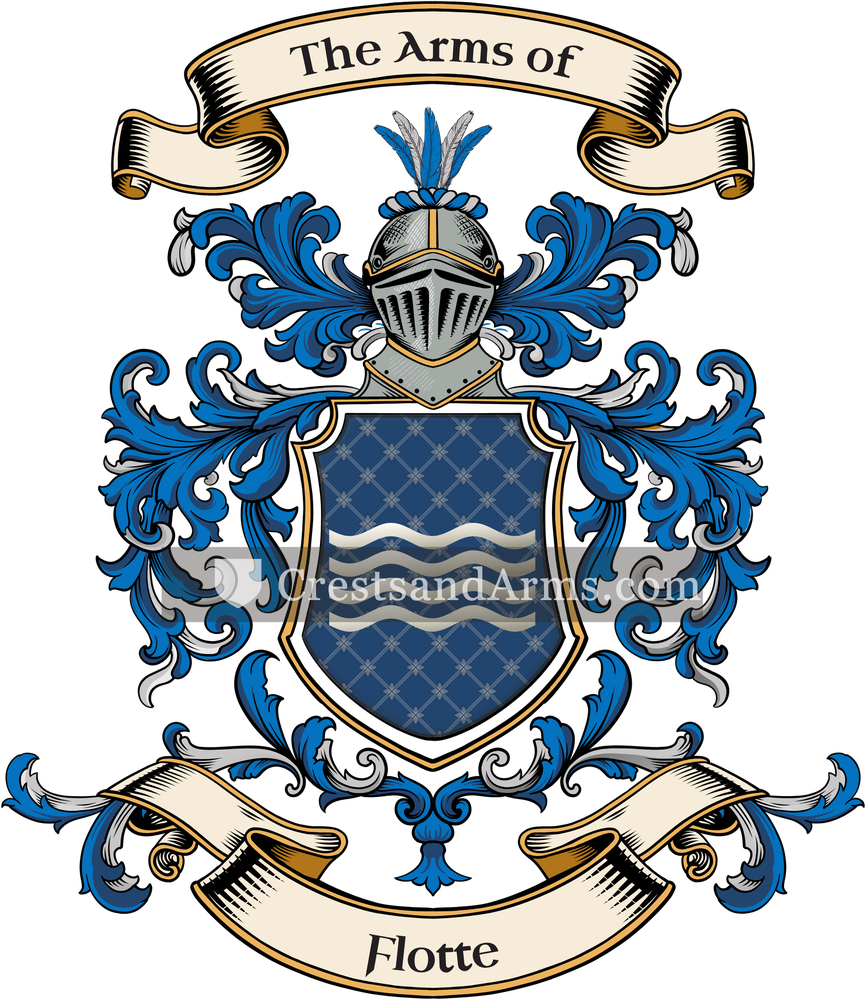 The Flotte coat of arms, drawn from the recorded blazon