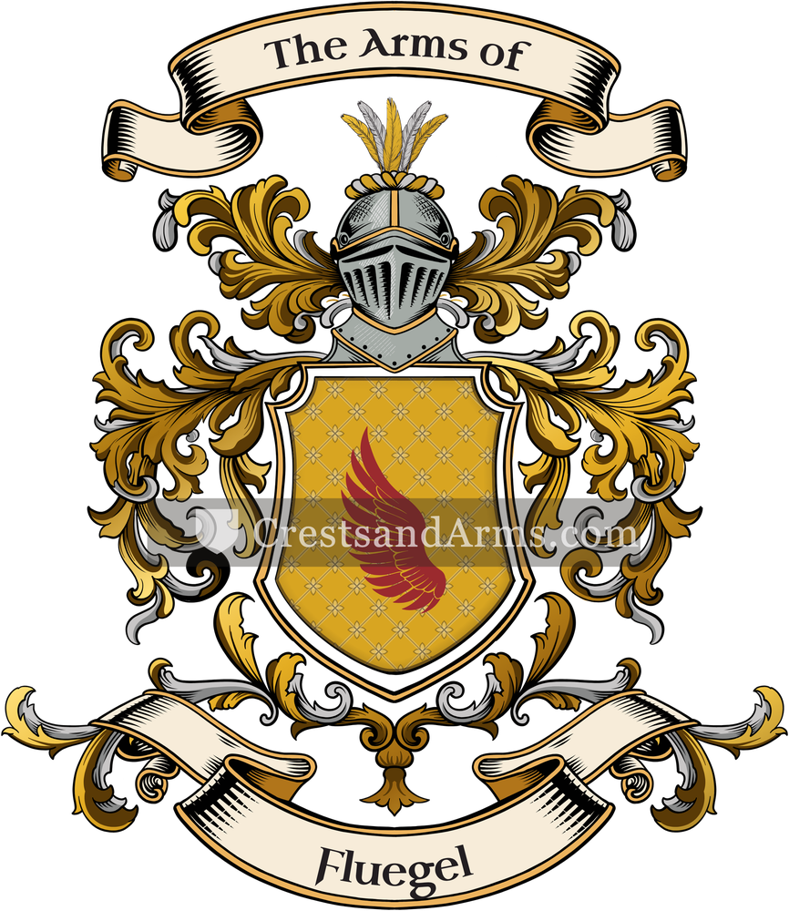 The Fluegel coat of arms, drawn from the recorded blazon