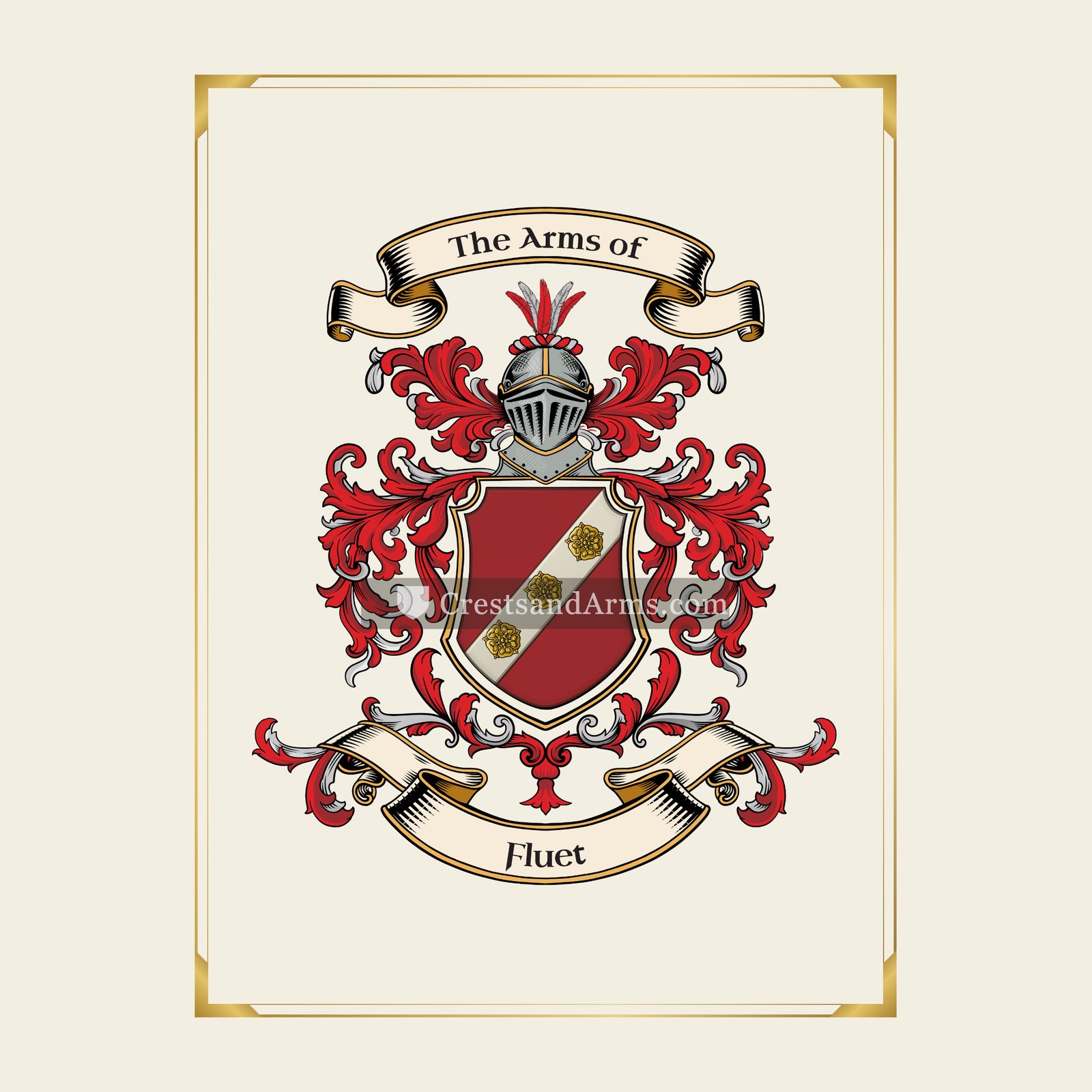 With gold border