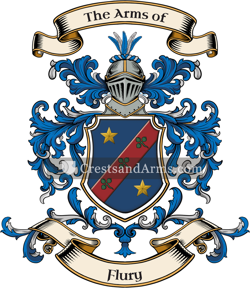 The Flury coat of arms, drawn from the recorded blazon