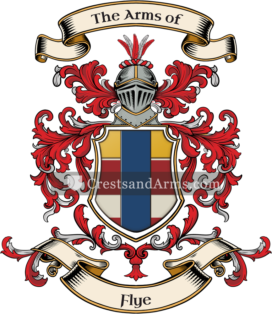 The Flye coat of arms, drawn from the recorded blazon