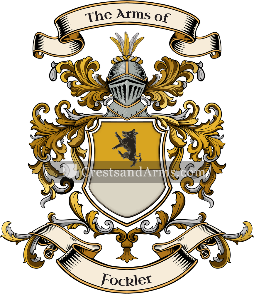 The Fockler coat of arms, drawn from the recorded blazon