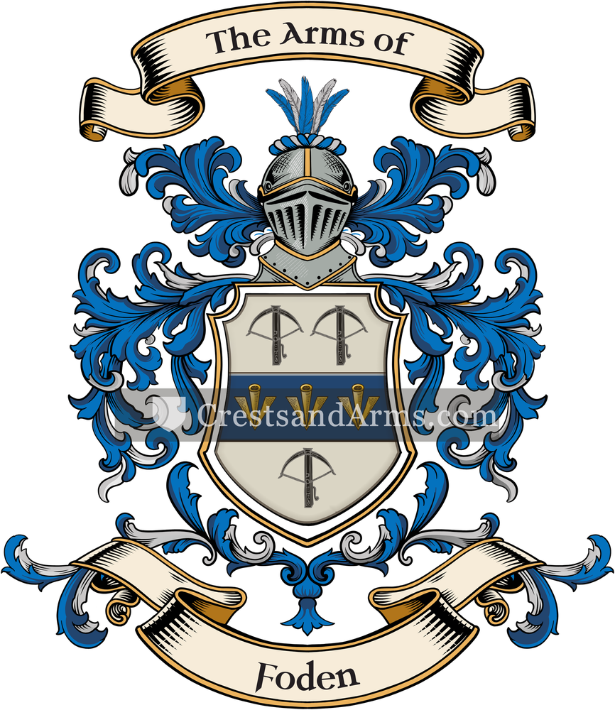 The Foden coat of arms, drawn from the recorded blazon