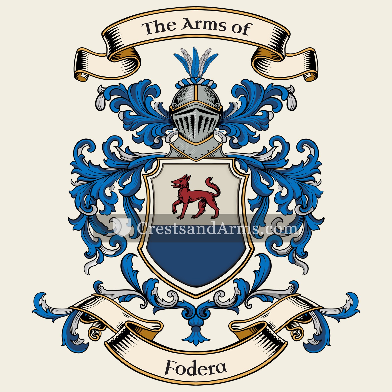 The Fodera coat of arms, drawn from the recorded blazon