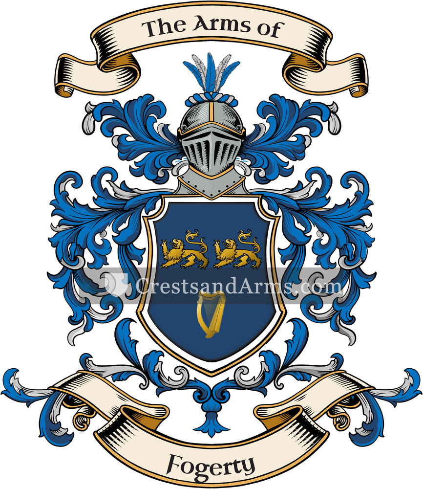 The Fogerty coat of arms, drawn from the recorded blazon