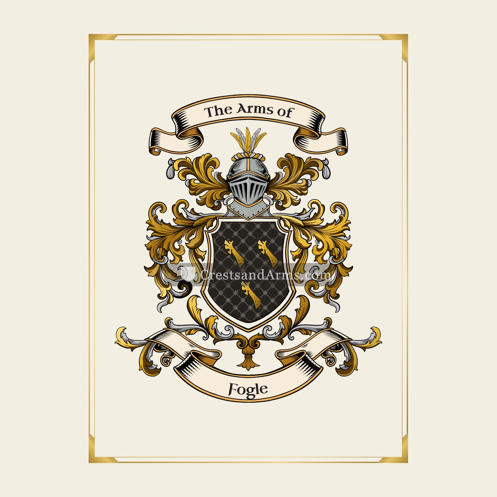 With gold border