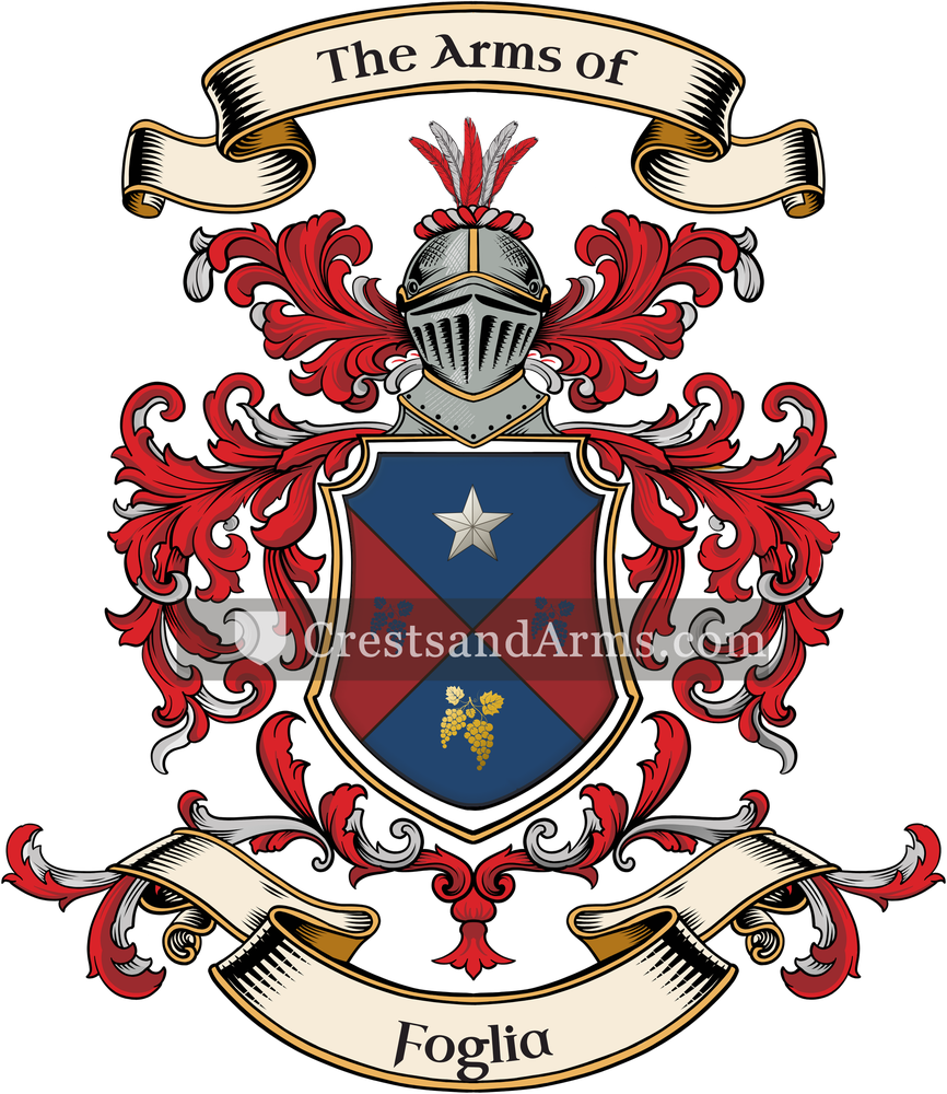 The Foglia coat of arms, drawn from the recorded blazon