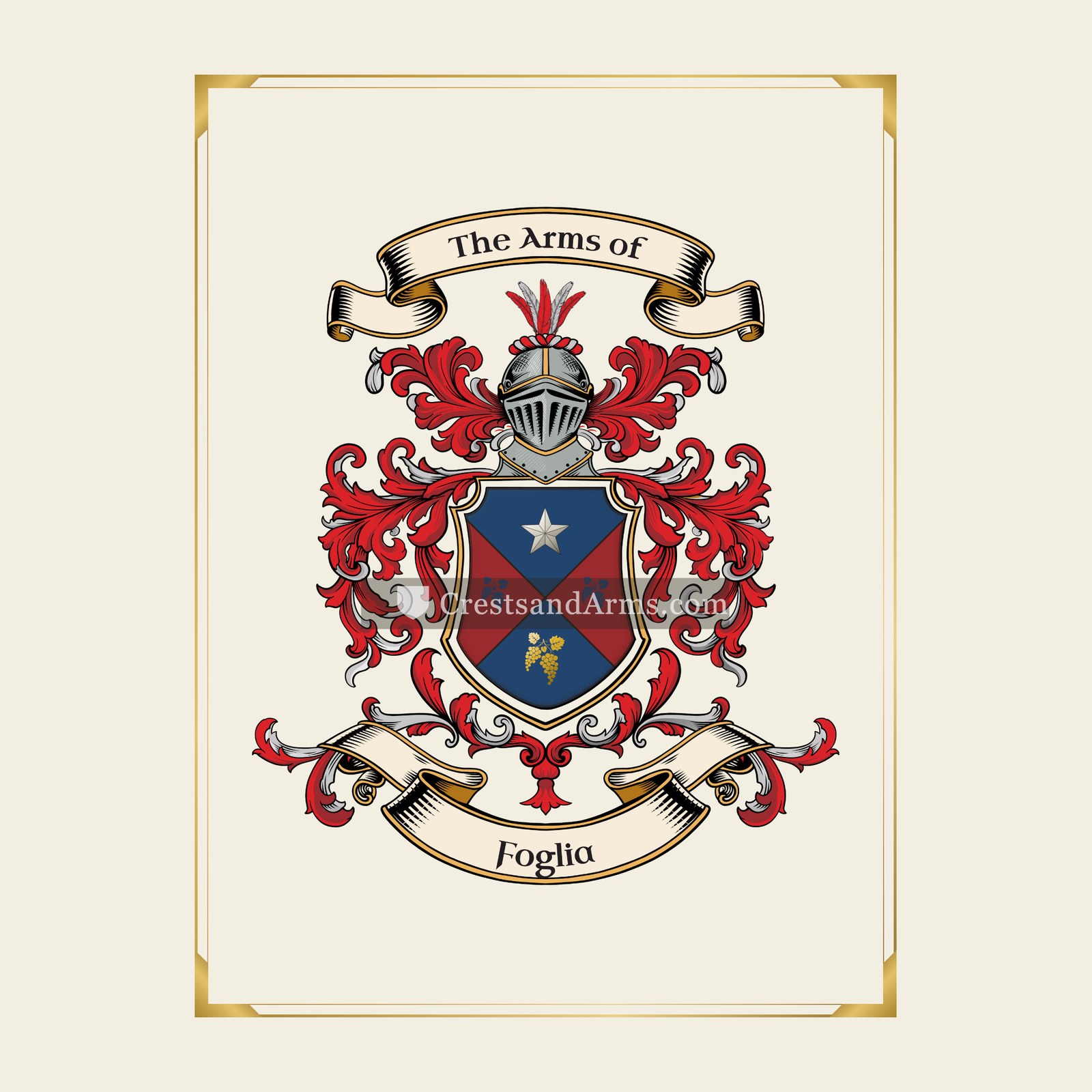 With gold border