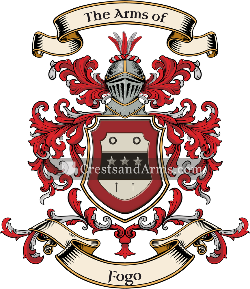 The Fogo coat of arms, drawn from the recorded blazon