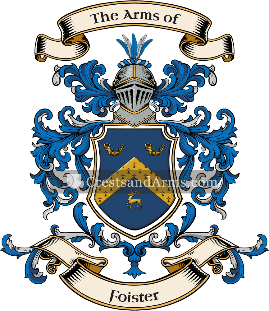 The Foister coat of arms, drawn from the recorded blazon