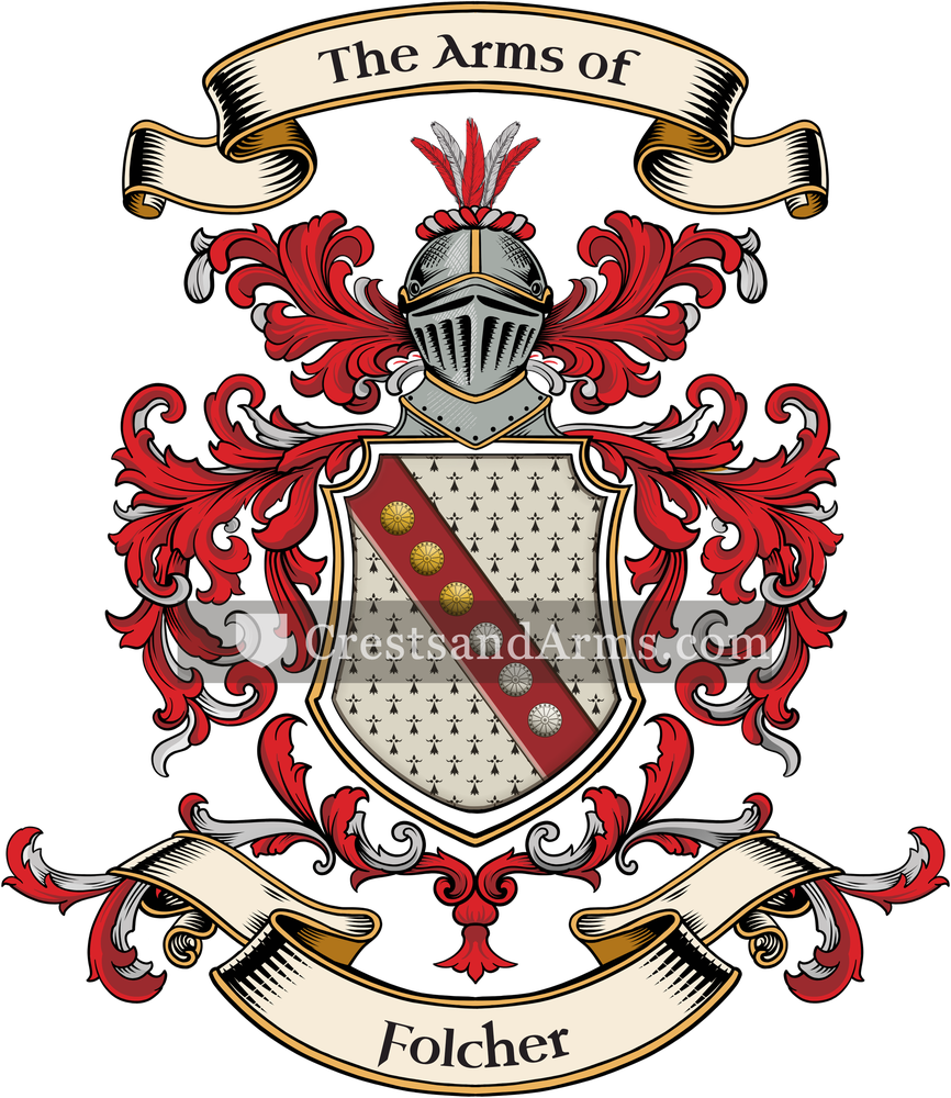 The Folcher coat of arms, drawn from the recorded blazon