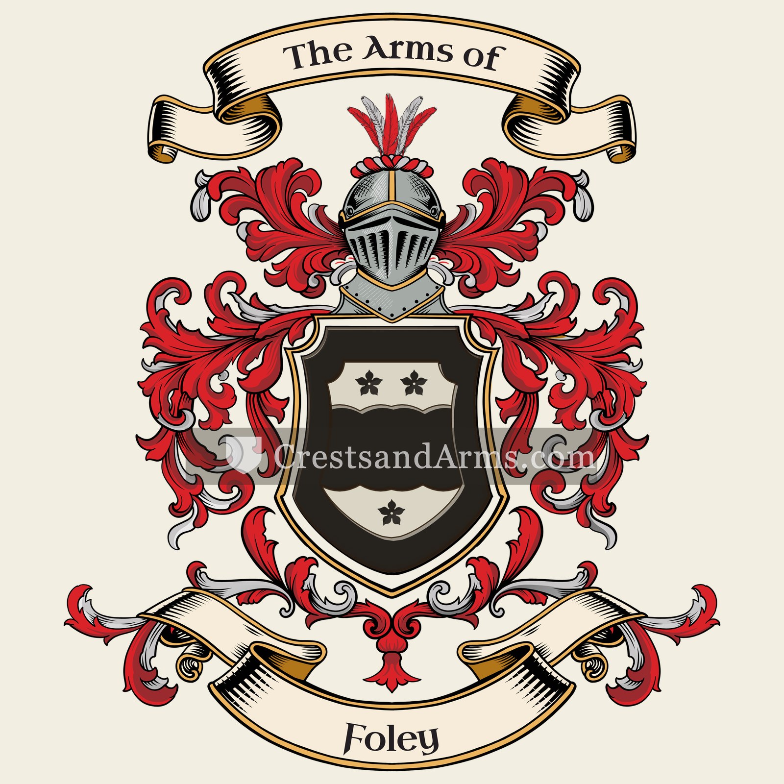 The Foley coat of arms, drawn from the recorded blazon
