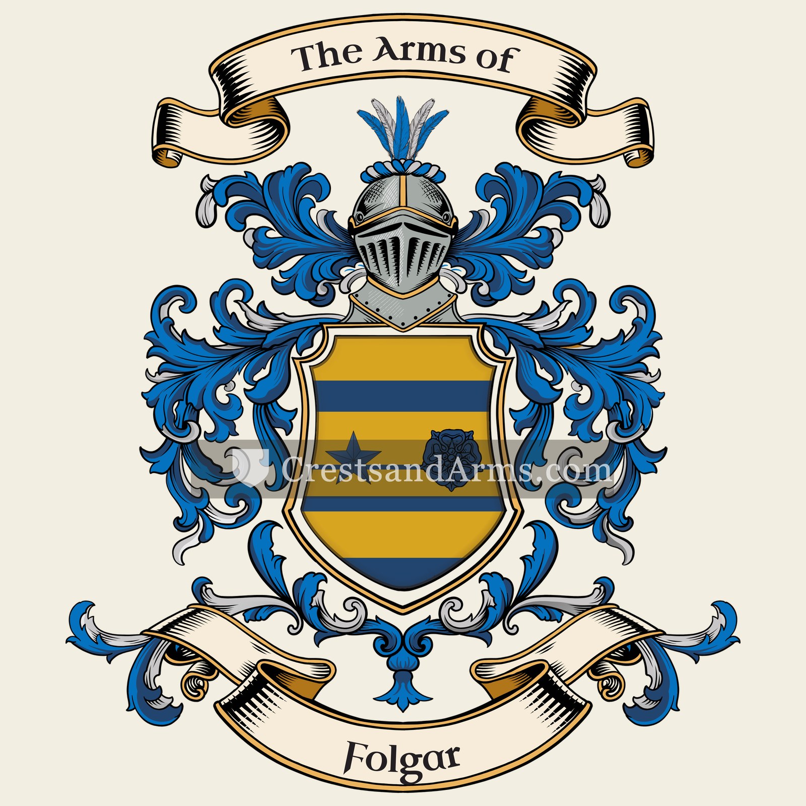 The Folgar coat of arms, drawn from the recorded blazon