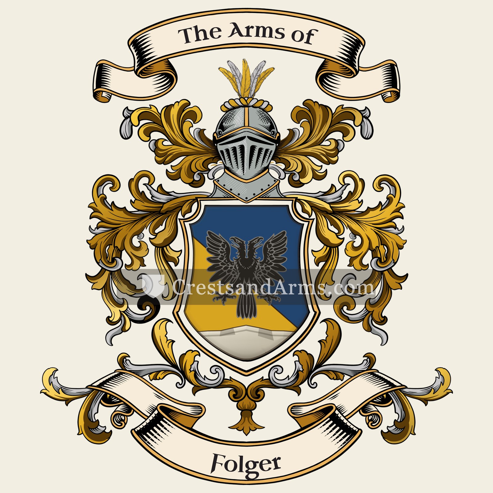 The Folger coat of arms, drawn from the recorded blazon