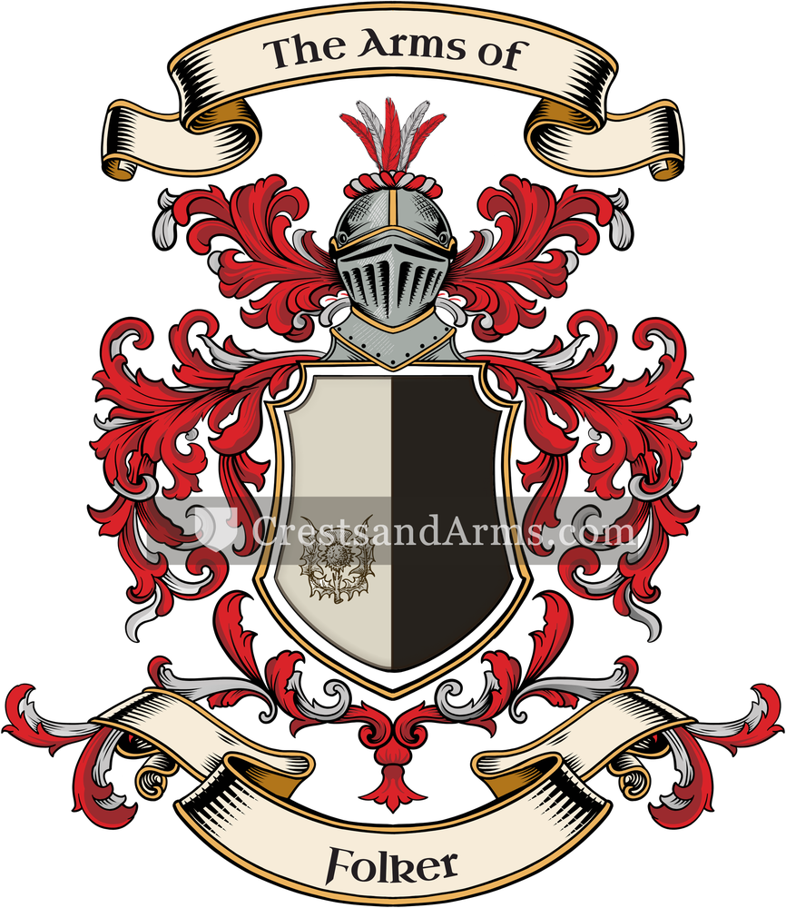 The Folker coat of arms, drawn from the recorded blazon