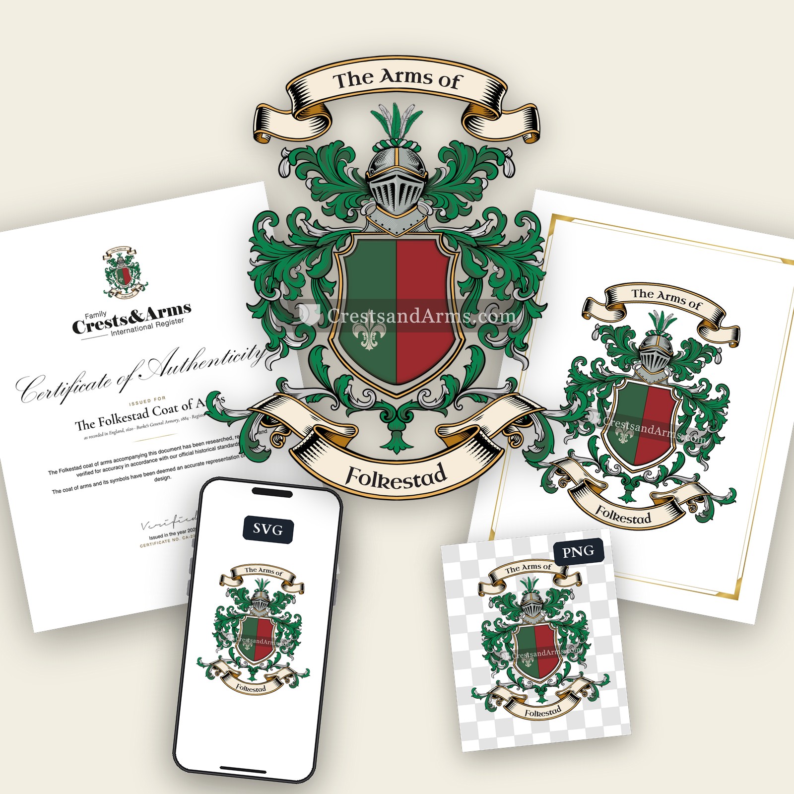 The Folkestad arms on the coat of arms — digital pack