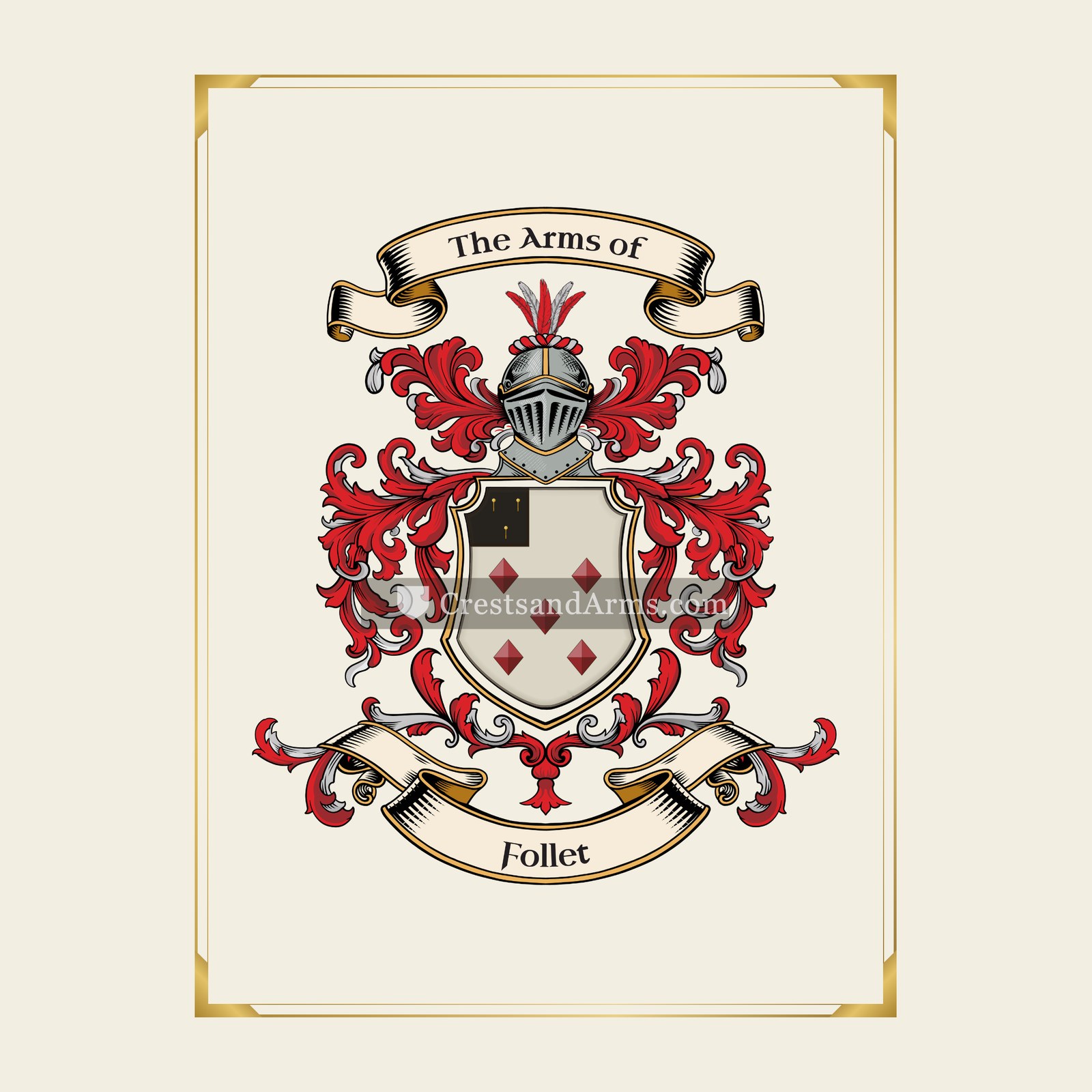 With gold border